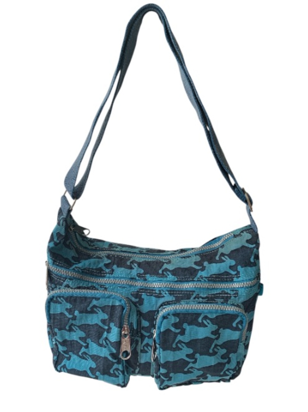 Kipling Teal Rabbit Camo Crossbody Bag *Rare Print*